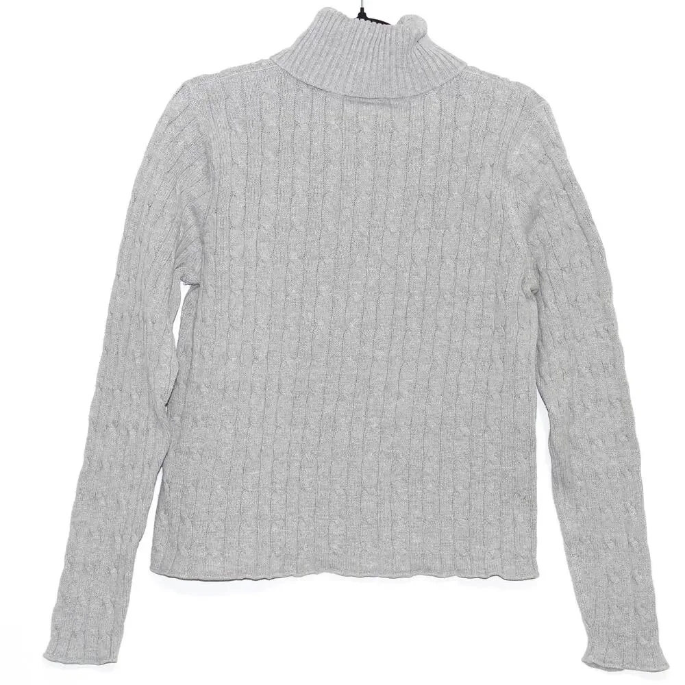 Polo Ralph Lauren Cable Knit Turtleneck Sweater Gray Size XL Made in USA